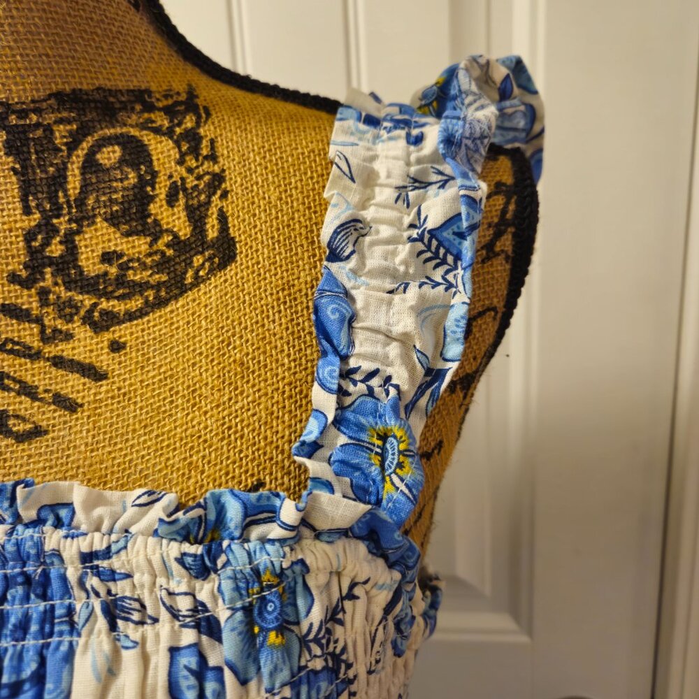 *SOLD*Haute Hippie Midi Blue Floral Dress Size 4 - Picture 4 of 13